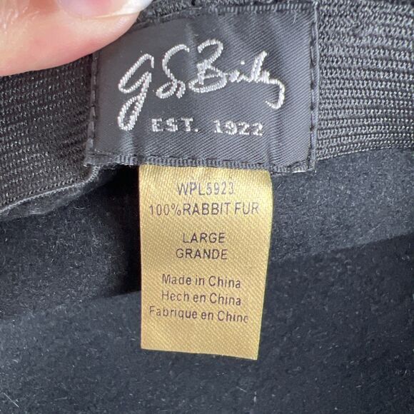 Bailey Hollywood Cabbie Newsboy Flat Hat Size Large Black Rabbit Fur - Picture 7 of 8